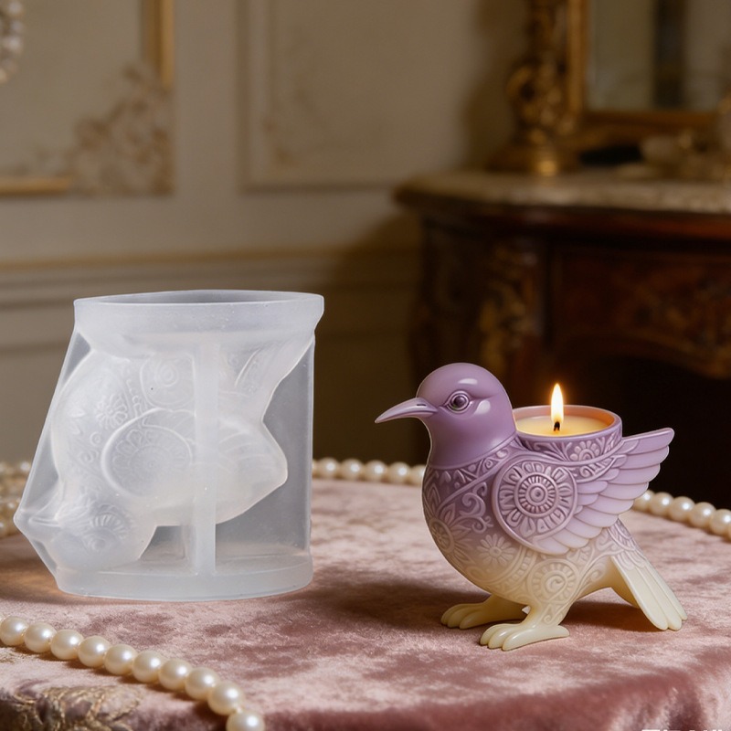 Ceramic Candle Vessel - 3D Bird Silicone Mold for Cement/Plaster/Resin/Candle