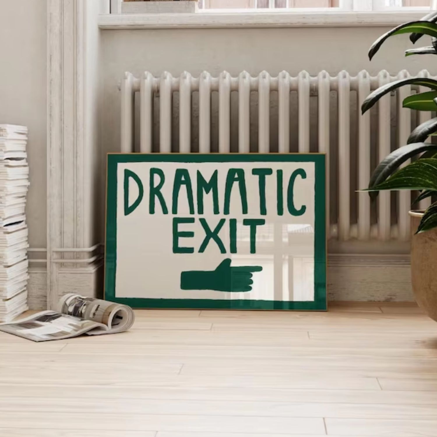 Interior Design Room - Funny Hallway Print Dark Green Dramatic
