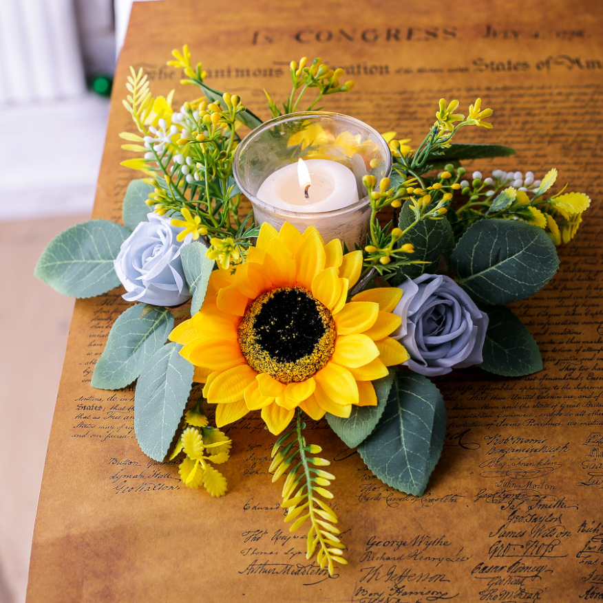 Ceramic Candle Vessel - Simulation Sunflower Wreath Candle Bottle Candle
