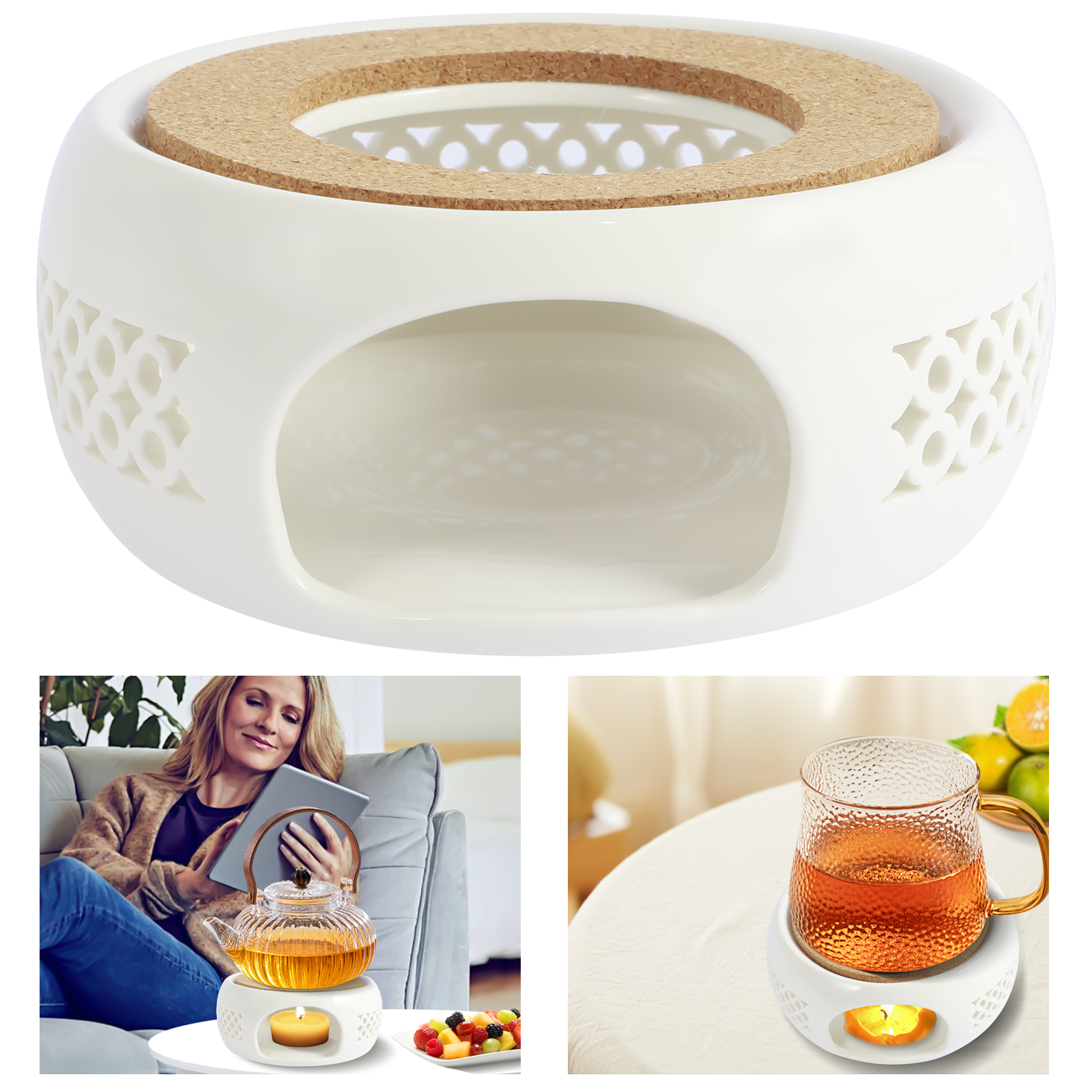 Ceramic Candle Vessel - Ceramic Teapot Warmer Holder Base Hollow