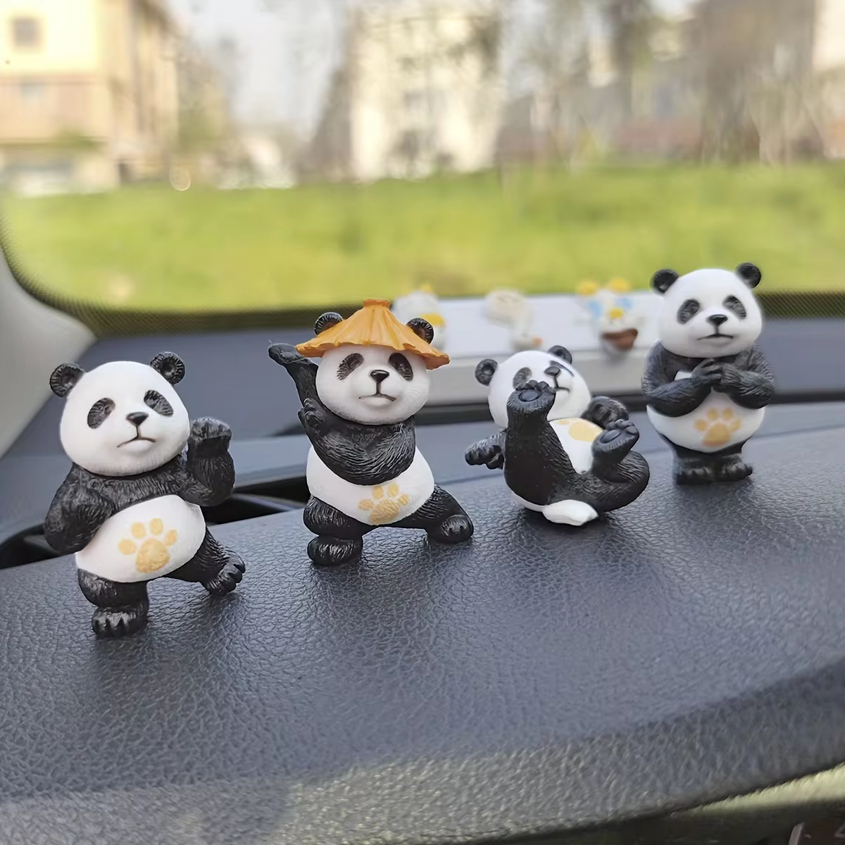 Interior Design Degree - 4pcs/set Panda Design Car Ornaments Car