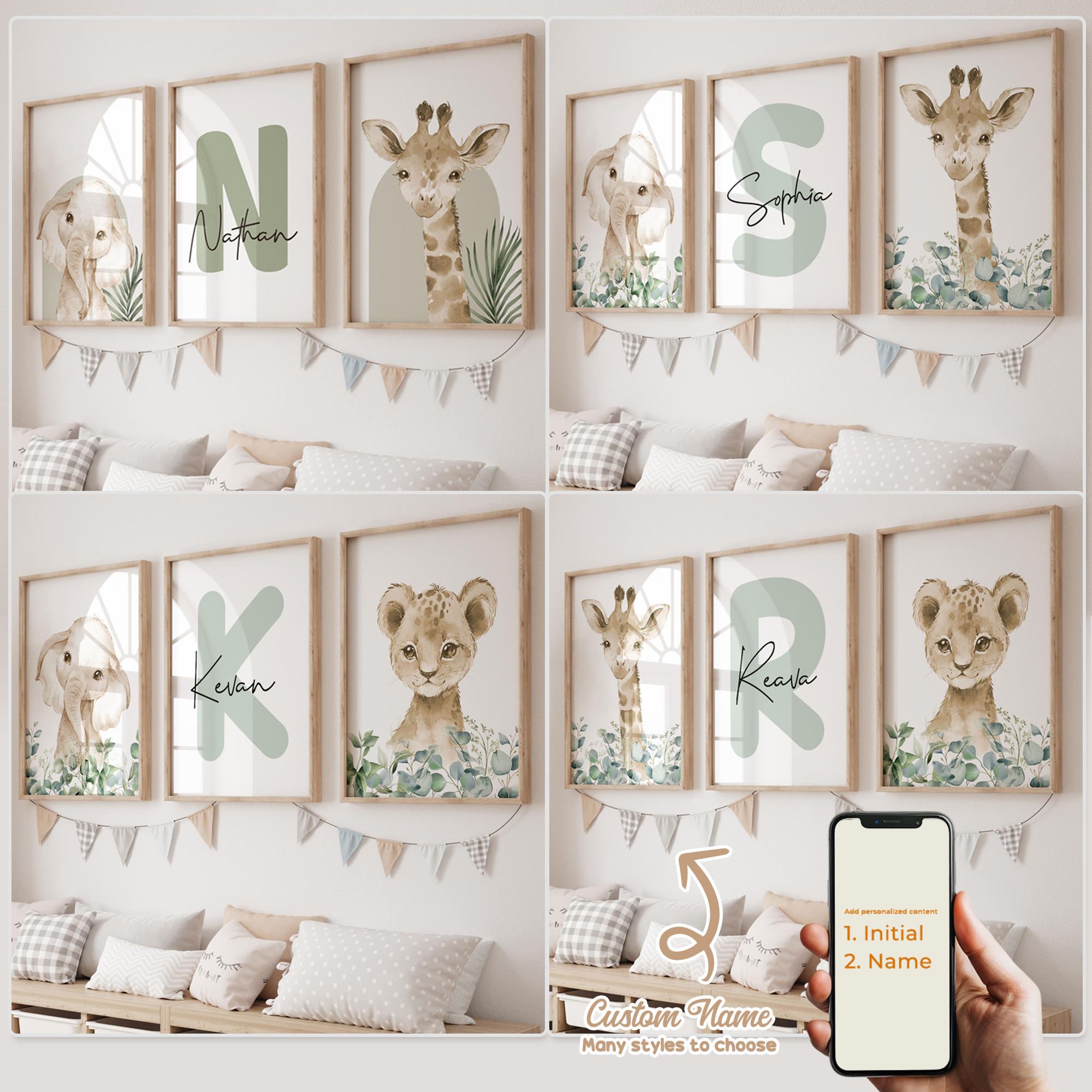 Interior Design Room - 3pcs Personalized Custom Name Cartoon Forest