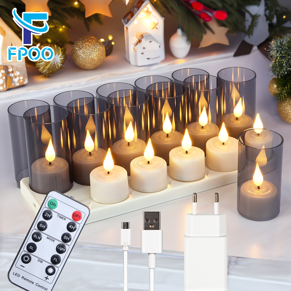 Ceramic Candle Vessel - LED Candle Light Rechargeable Flameless Candles