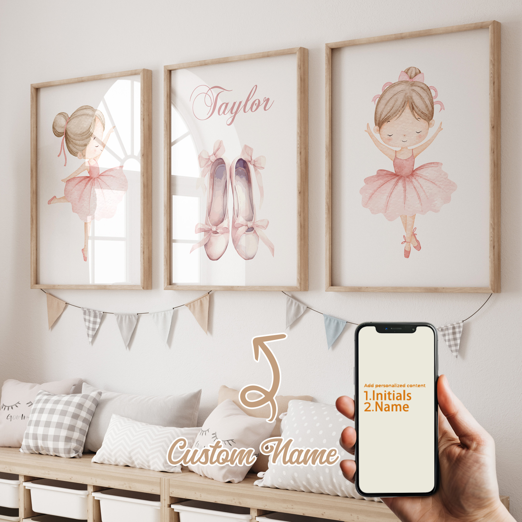 Interior Design Room - 3pcs Personalized Custom Name Cartoon Child