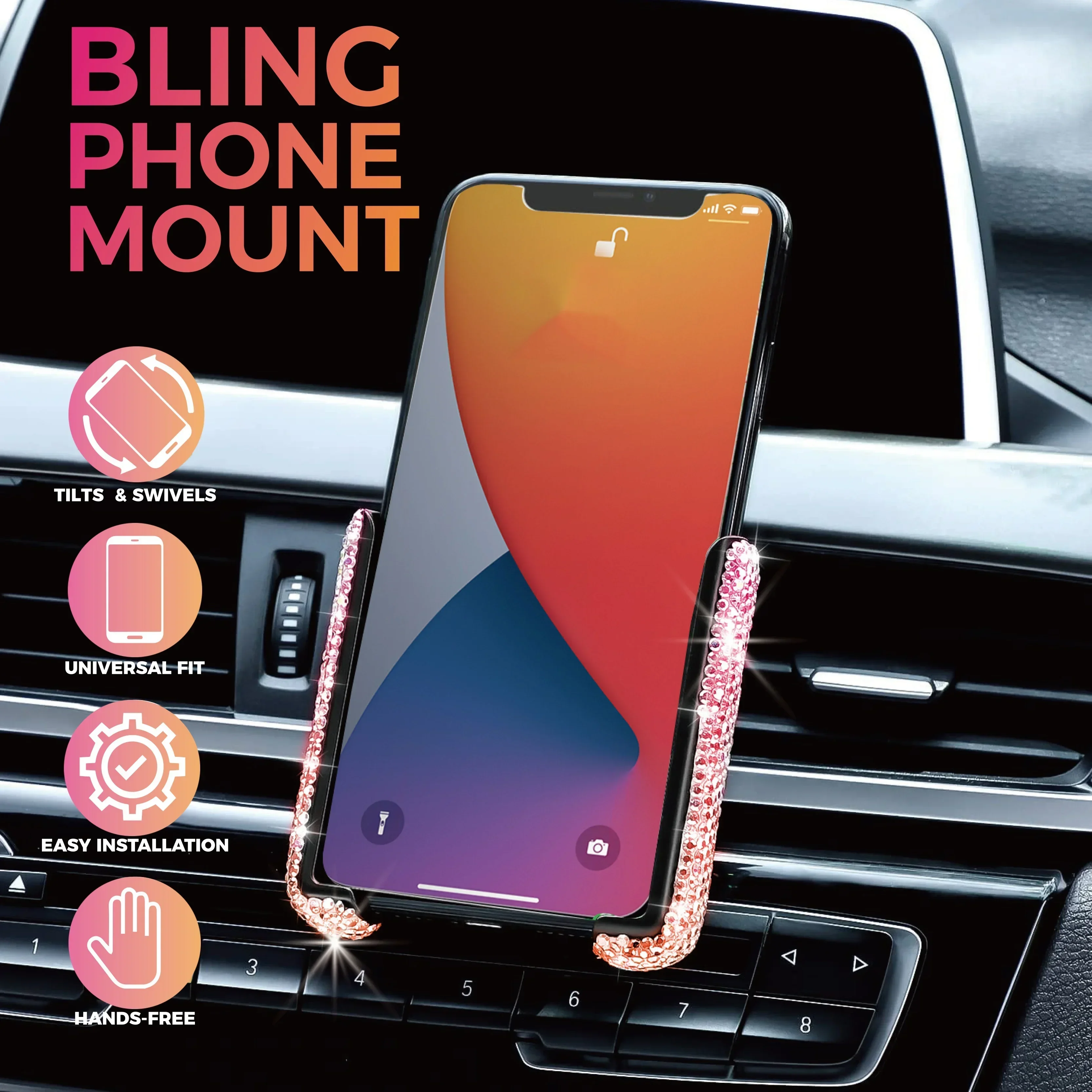 NEW Car Phone Holder Diamond C - Interior Design Texture ulasan dan harga