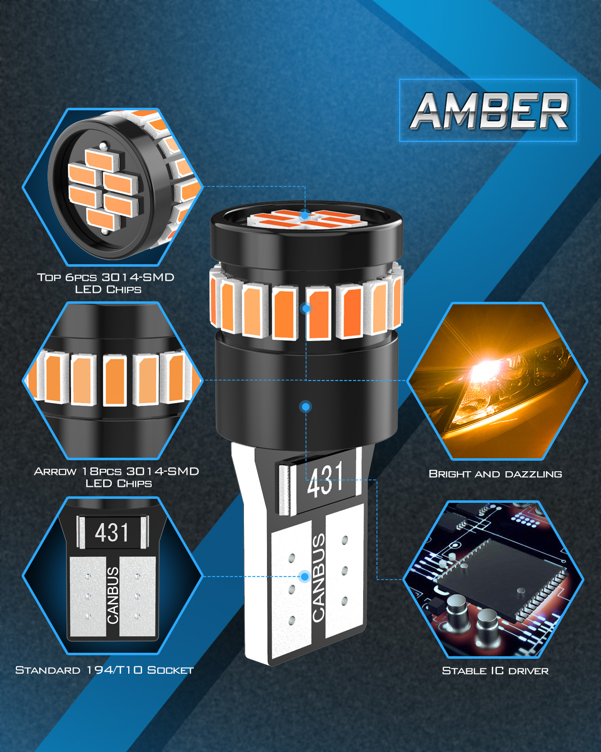 2pcs 360 Degree Lighting T10 W - Interior Design Degree ulasan dan harga