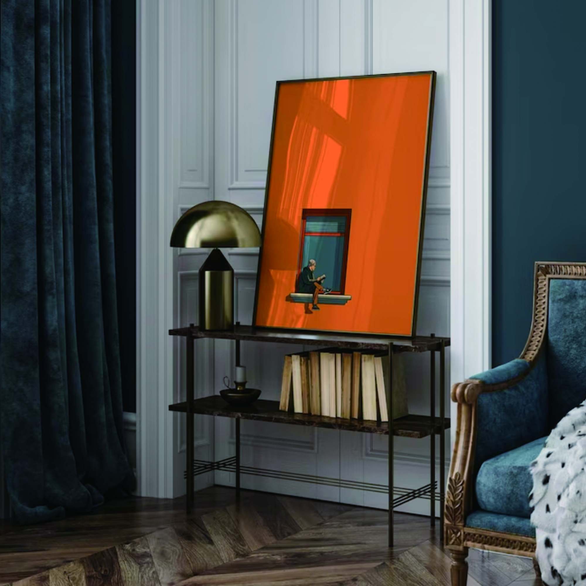 Orange Minimalist Dopamine War - Interior Design Room ulasan dan harga