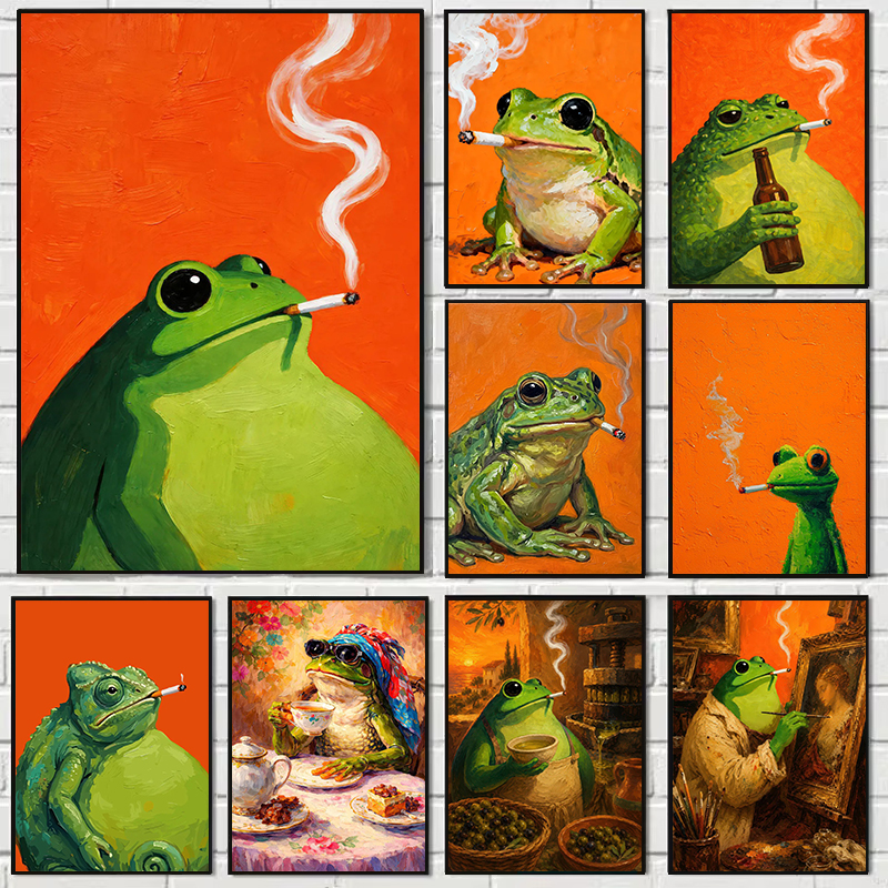 Retro Abstract Smoking Frog Ca - Interior Design Youtube ulasan dan harga