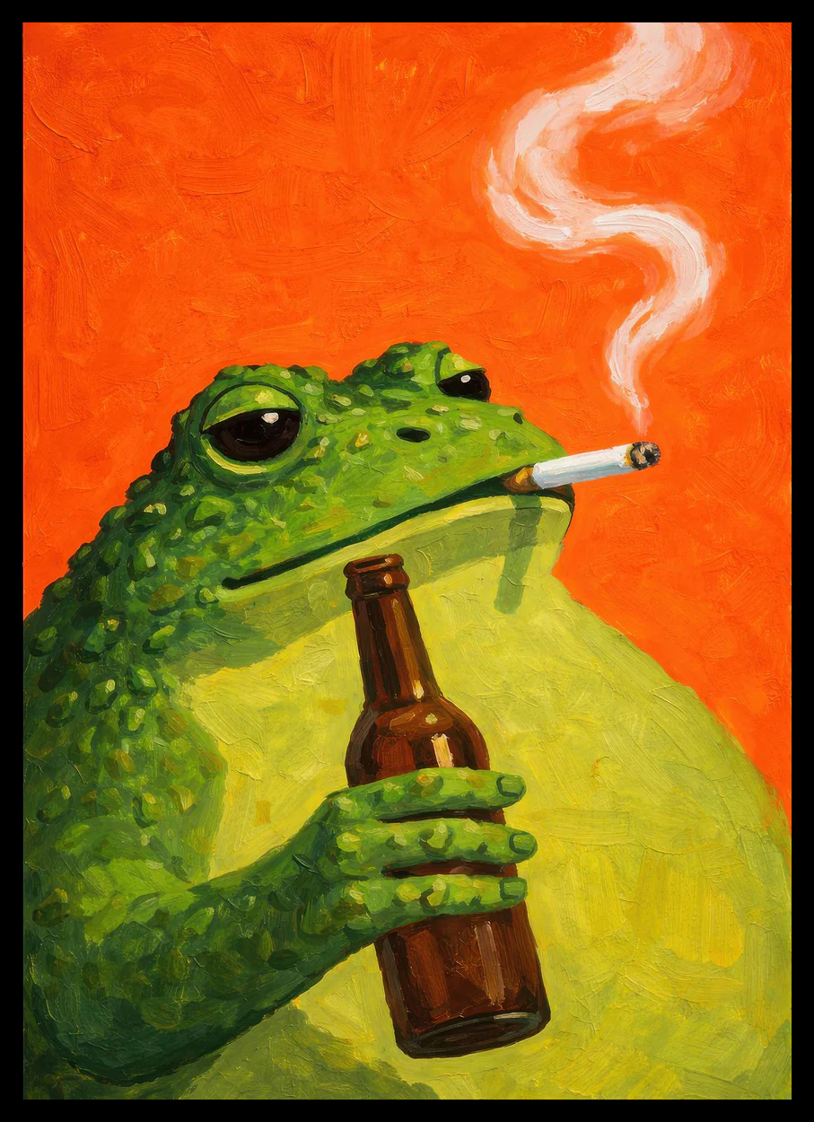 Retro Abstract Smoking Frog Ca - Interior Design Youtube ulasan dan harga