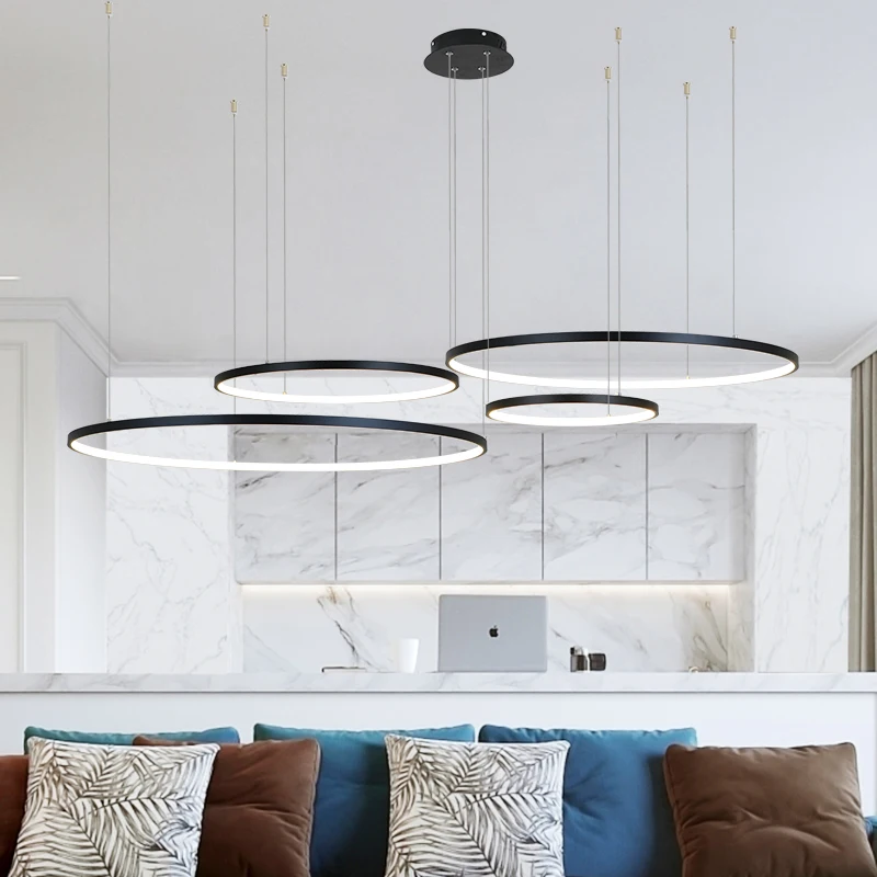 Modern LED Circle Rings Chande - Interior Design Remote ulasan dan harga