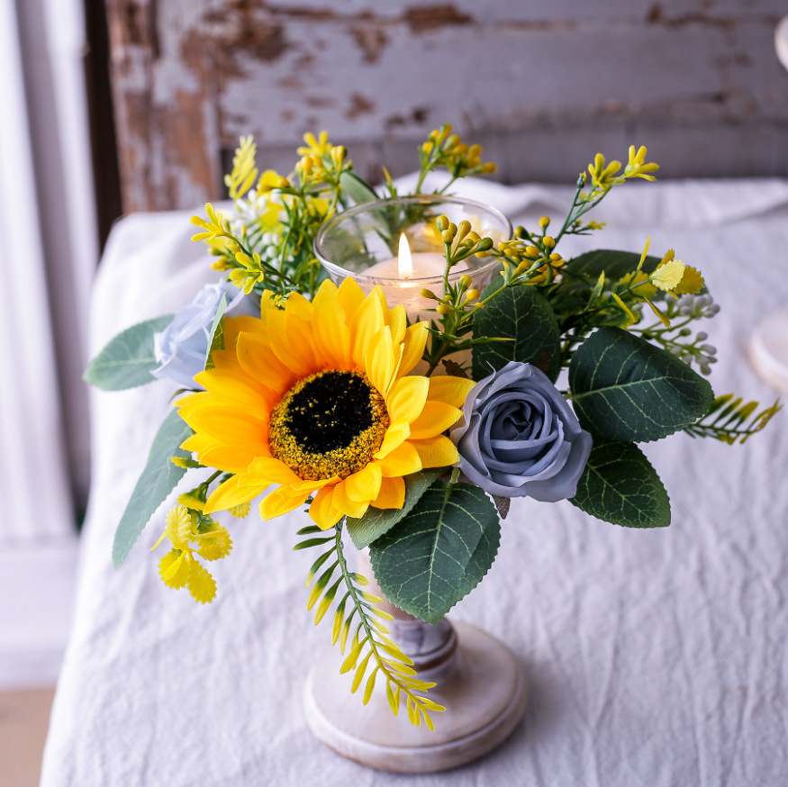 Simulation Sunflower Wreath Ca - Ceramic Candle Vessel ulasan dan harga