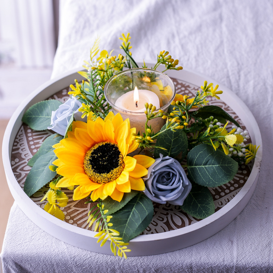Simulation Sunflower Wreath Ca - Ceramic Candle Vessel ulasan dan harga