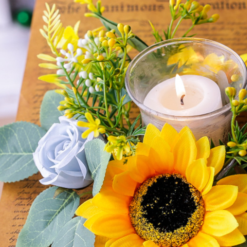 Simulation Sunflower Wreath Ca - Ceramic Candle Vessel ulasan dan harga