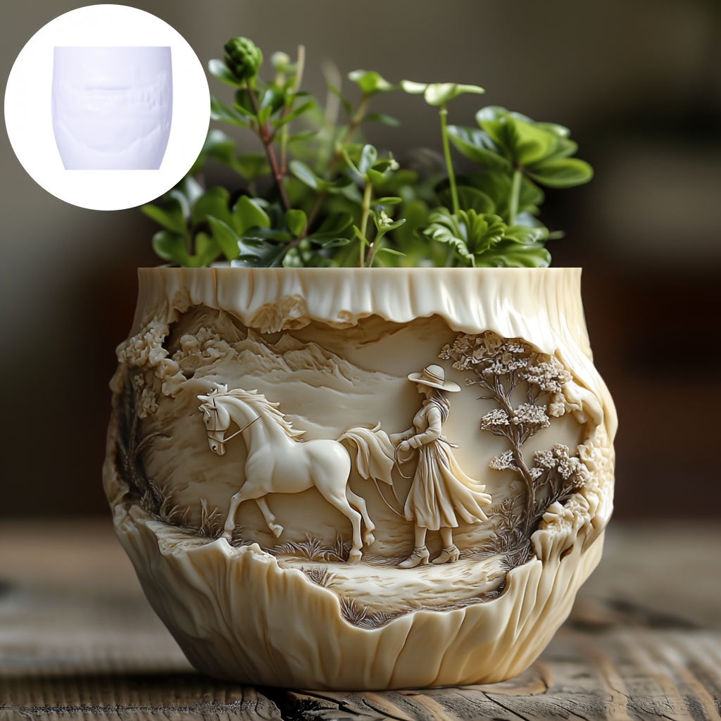 Beauty holding horse relief su - Ceramic Candle Vessel ulasan dan harga