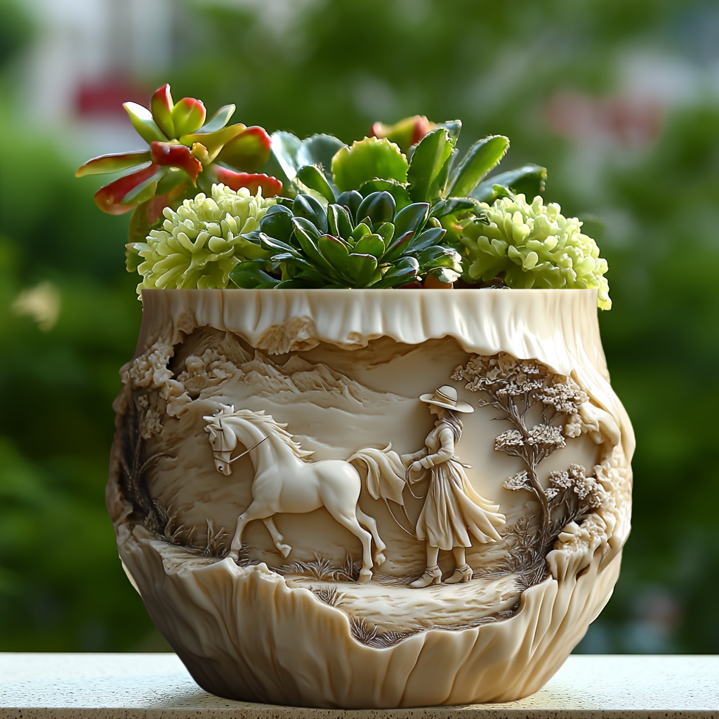 Beauty holding horse relief su - Ceramic Candle Vessel ulasan dan harga