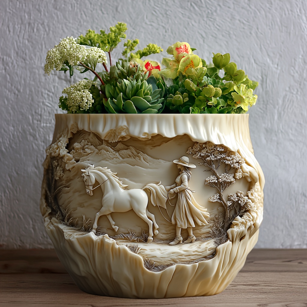 Beauty holding horse relief su - Ceramic Candle Vessel ulasan dan harga