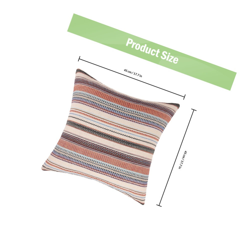 Premium Cotton Stripe Pillow C - Textured Throw Natural ulasan dan harga
