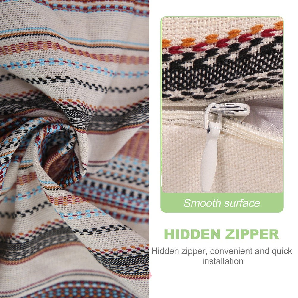 Premium Cotton Stripe Pillow C - Textured Throw Natural ulasan dan harga