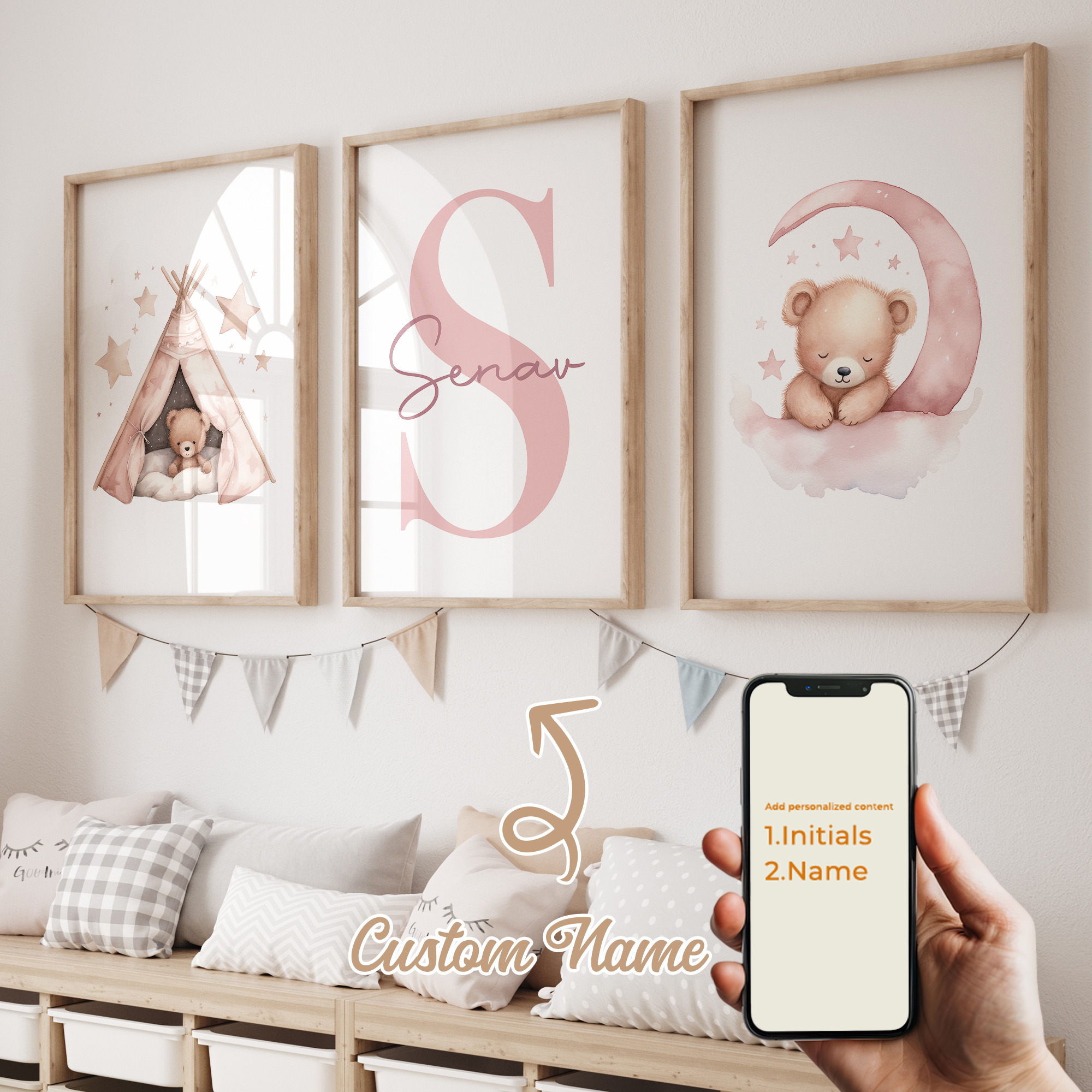 3pcs Personalized Custom Name  - Interior Design Room ulasan dan harga