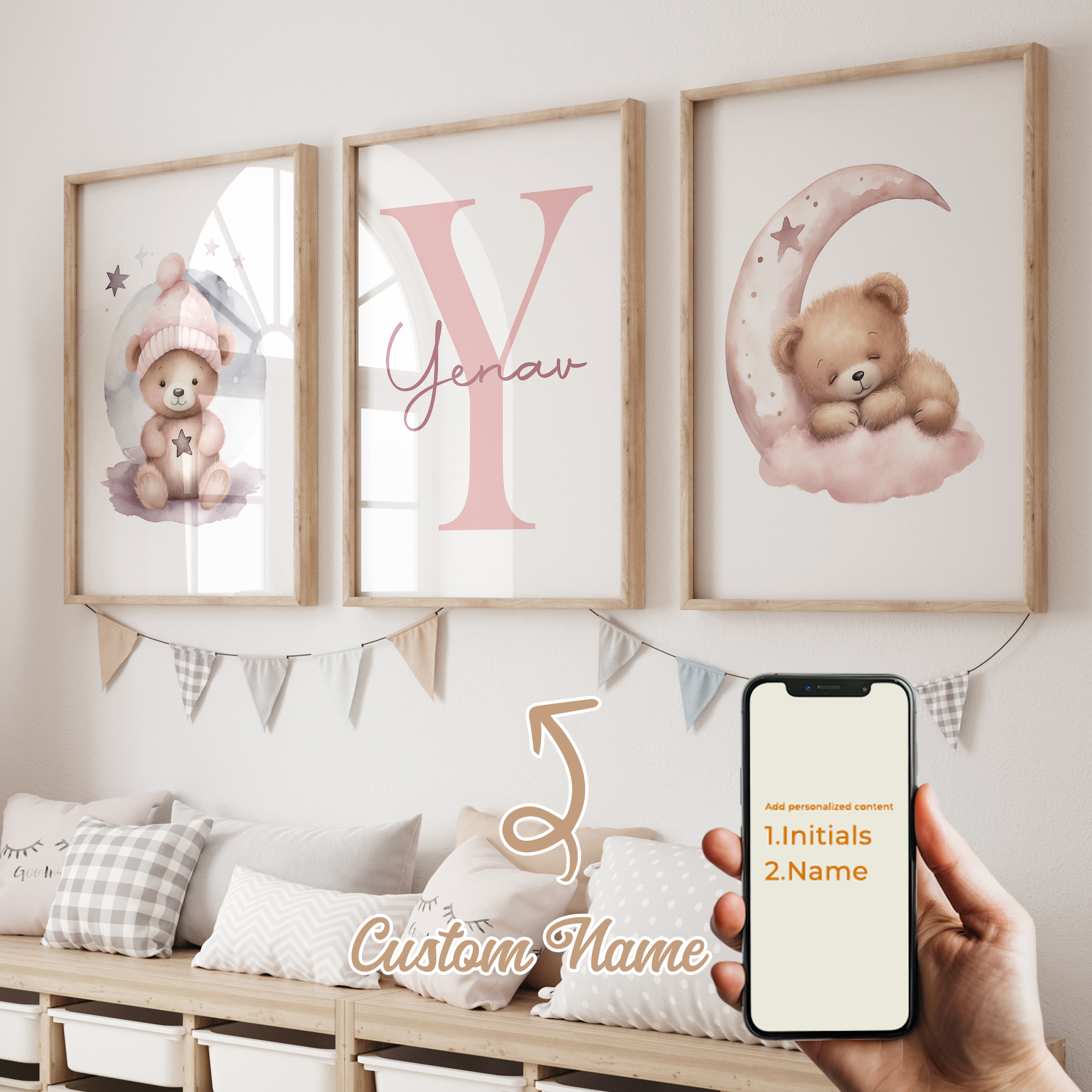 3pcs Personalized Custom Name  - Interior Design Room ulasan dan harga