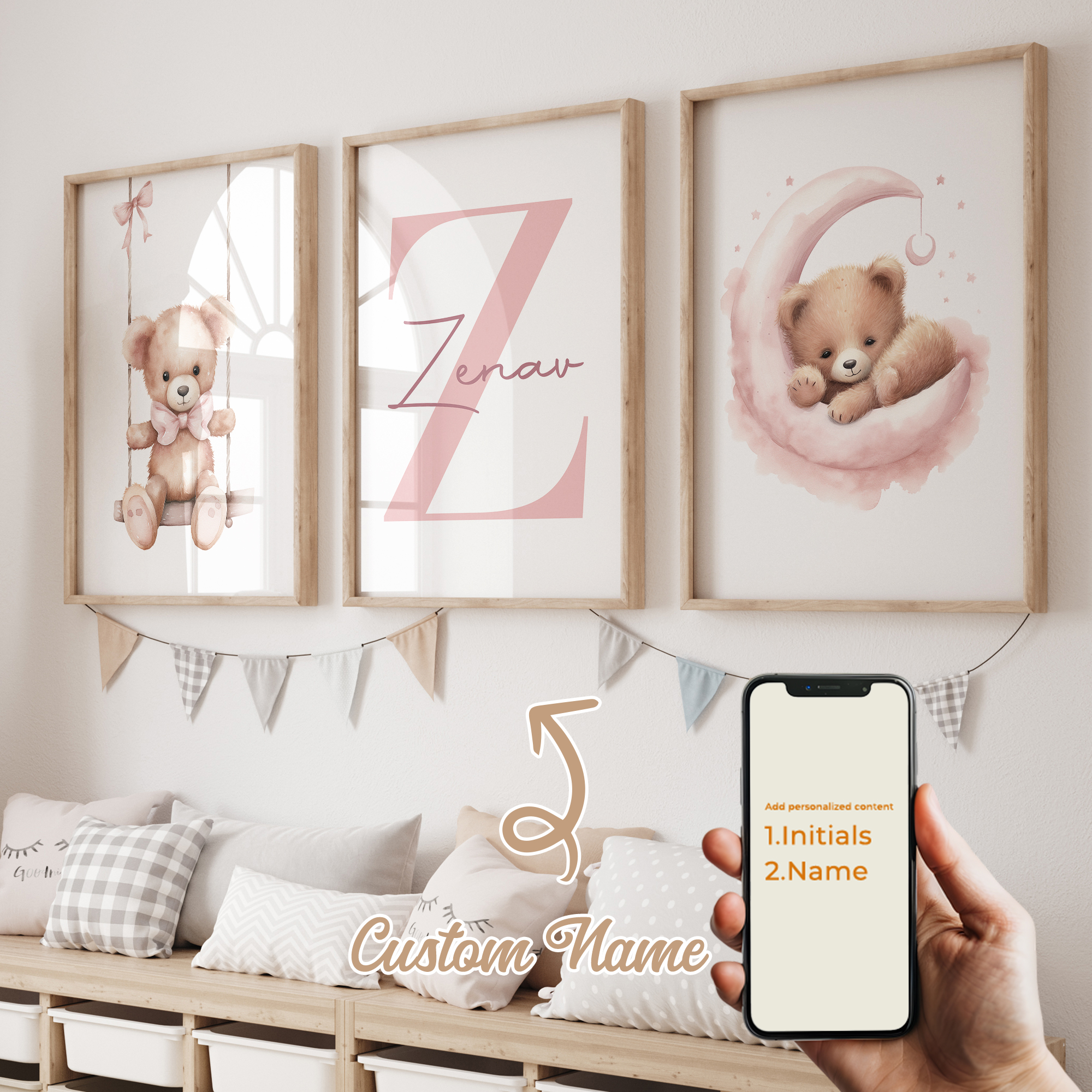 3pcs Personalized Custom Name  - Interior Design Room ulasan dan harga