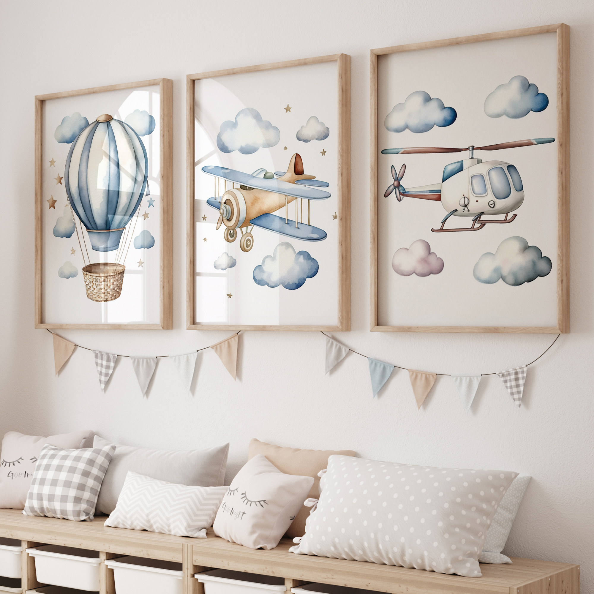 Cartoon Children Airplane Heli - Interior Design Room ulasan dan harga