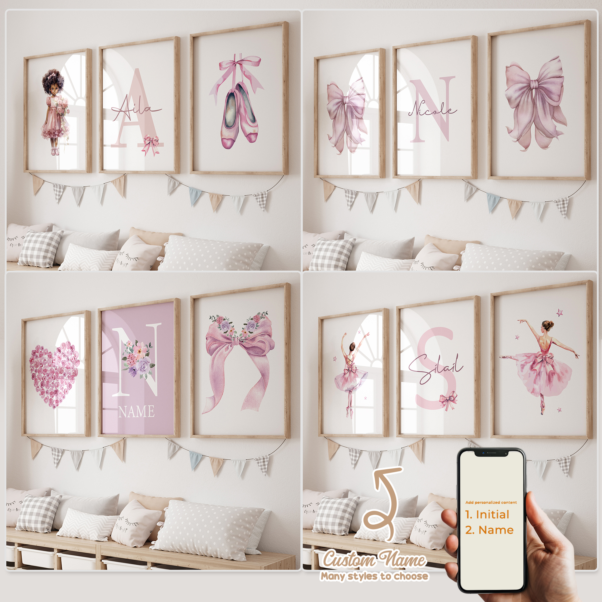 3pcs Personalized Custom Name  - Interior Design Room ulasan dan harga