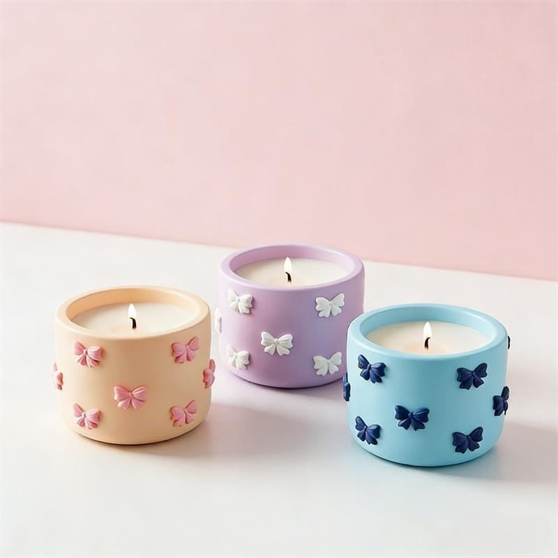 Mini Bowknot Round Plaster Gyp - Ceramic Candle Vessel ulasan dan harga