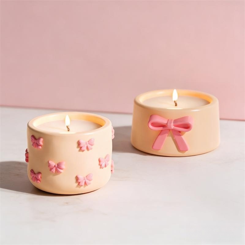 Mini Bowknot Round Plaster Gyp - Ceramic Candle Vessel ulasan dan harga