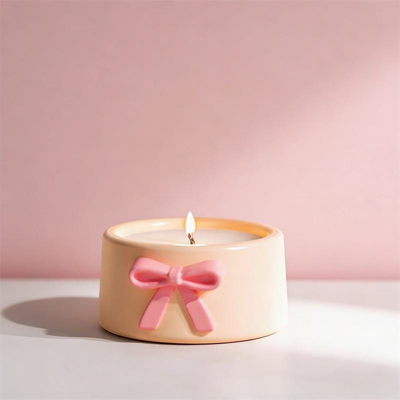 Mini Bowknot Round Plaster Gyp - Ceramic Candle Vessel ulasan dan harga