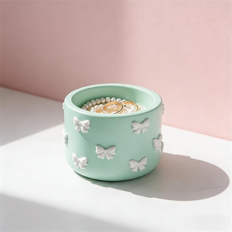 Mini Bowknot Round Plaster Gyp - Ceramic Candle Vessel ulasan dan harga