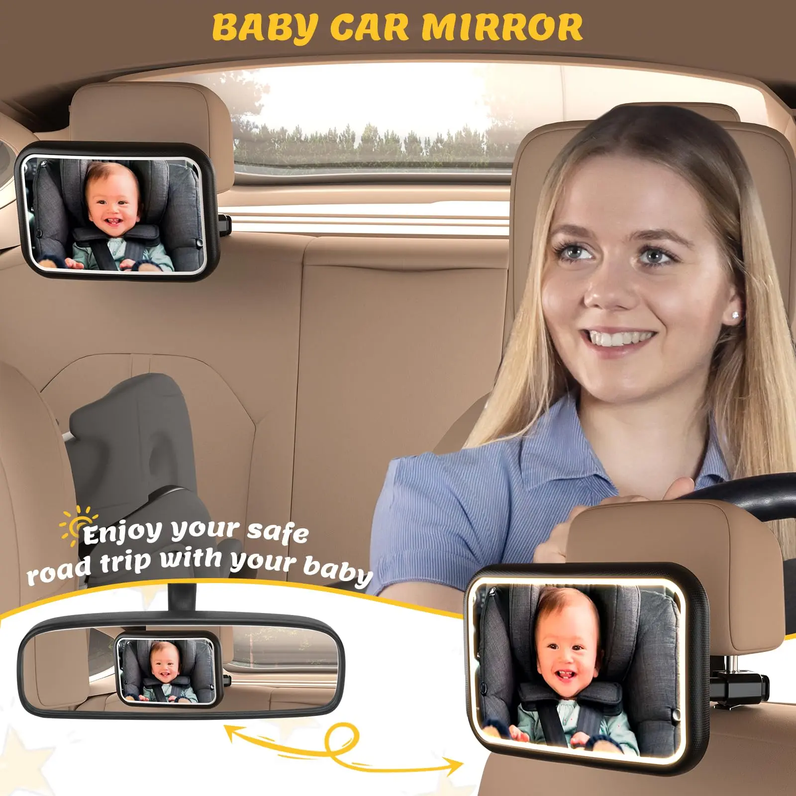 Baby Car Mirror with Light, 7  - Interior Design Remote ulasan dan harga