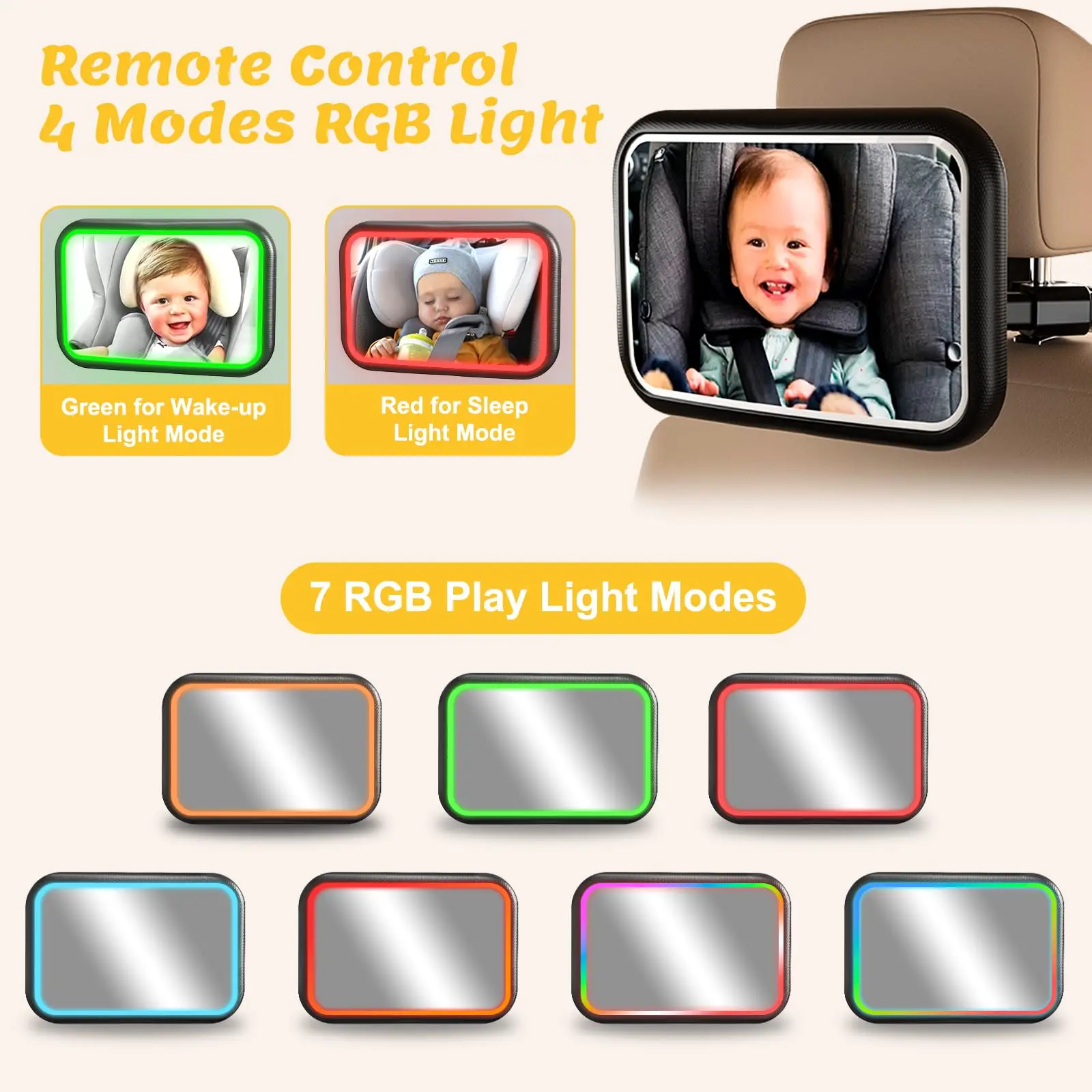 Baby Car Mirror with Light, 7  - Interior Design Remote ulasan dan harga