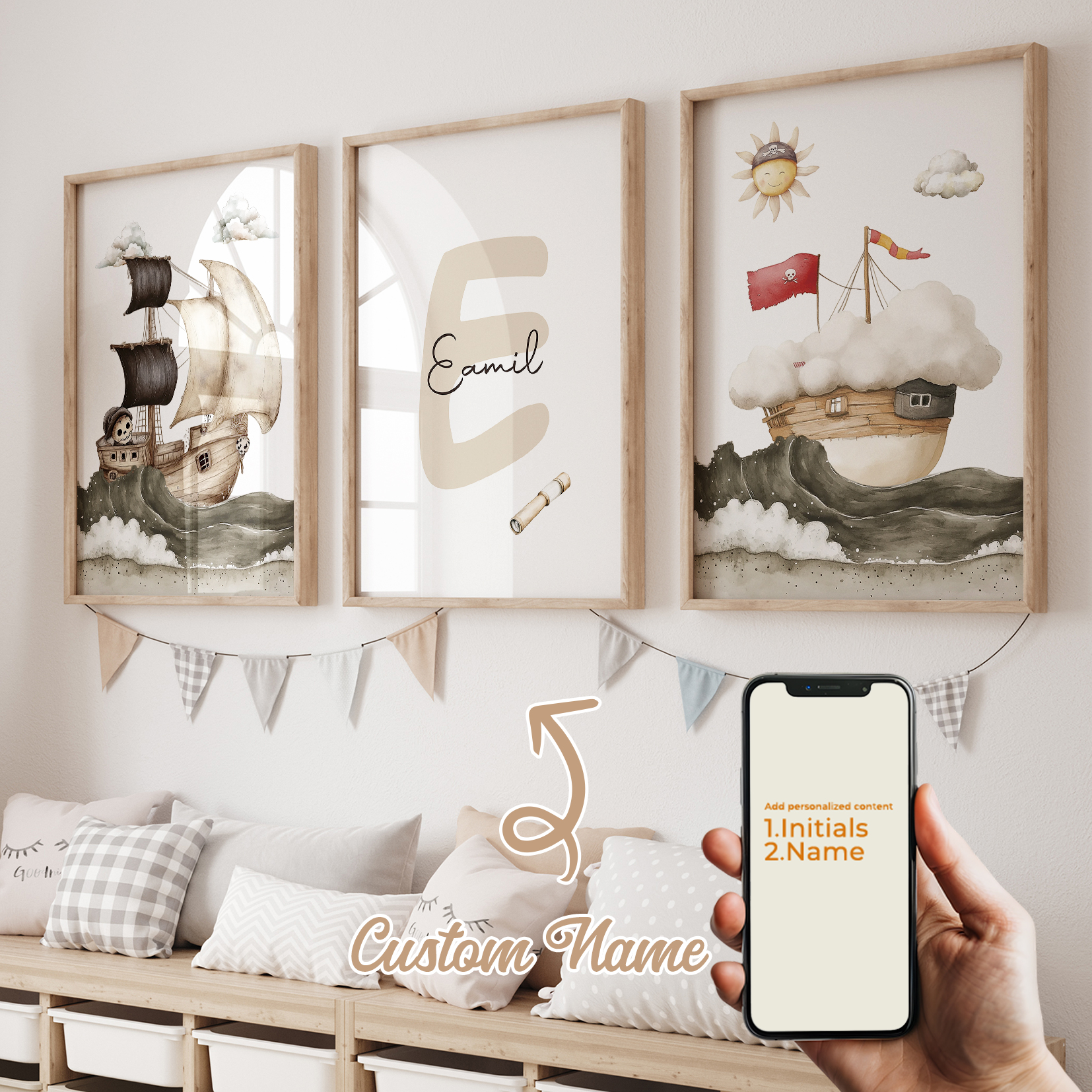 3pcs Personalized Custom Name  - Interior Design Room ulasan dan harga