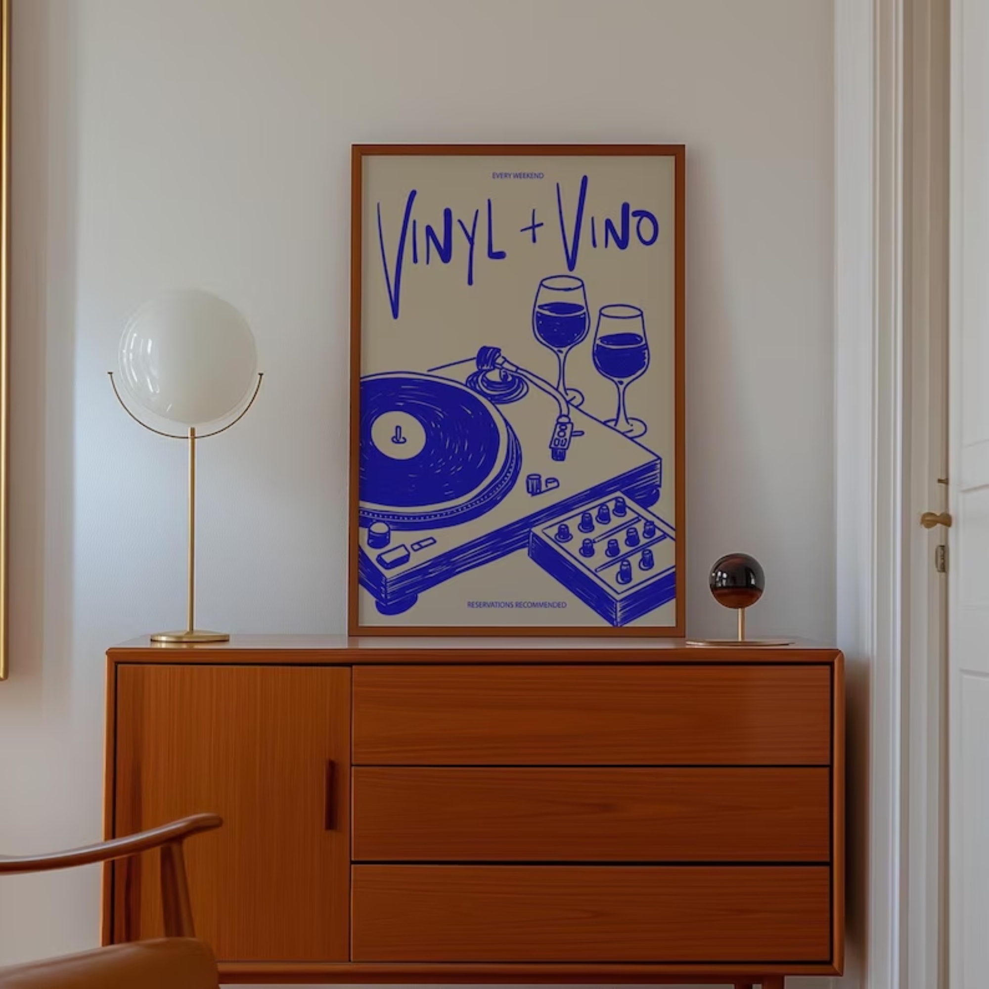 Vinyl & Vino Music Illustratio - Interior Design Room ulasan dan harga