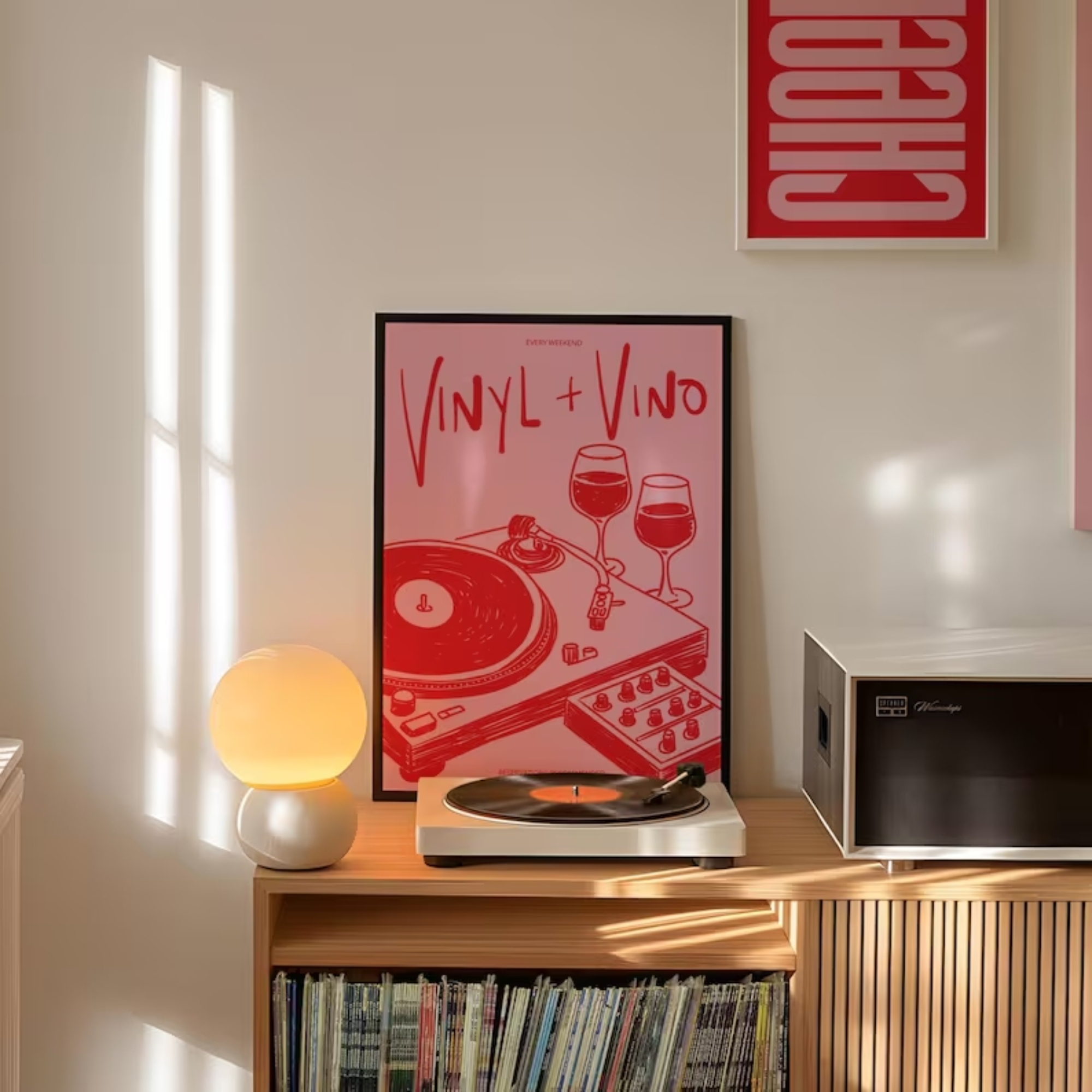 Vinyl & Vino Music Illustratio - Interior Design Room ulasan dan harga