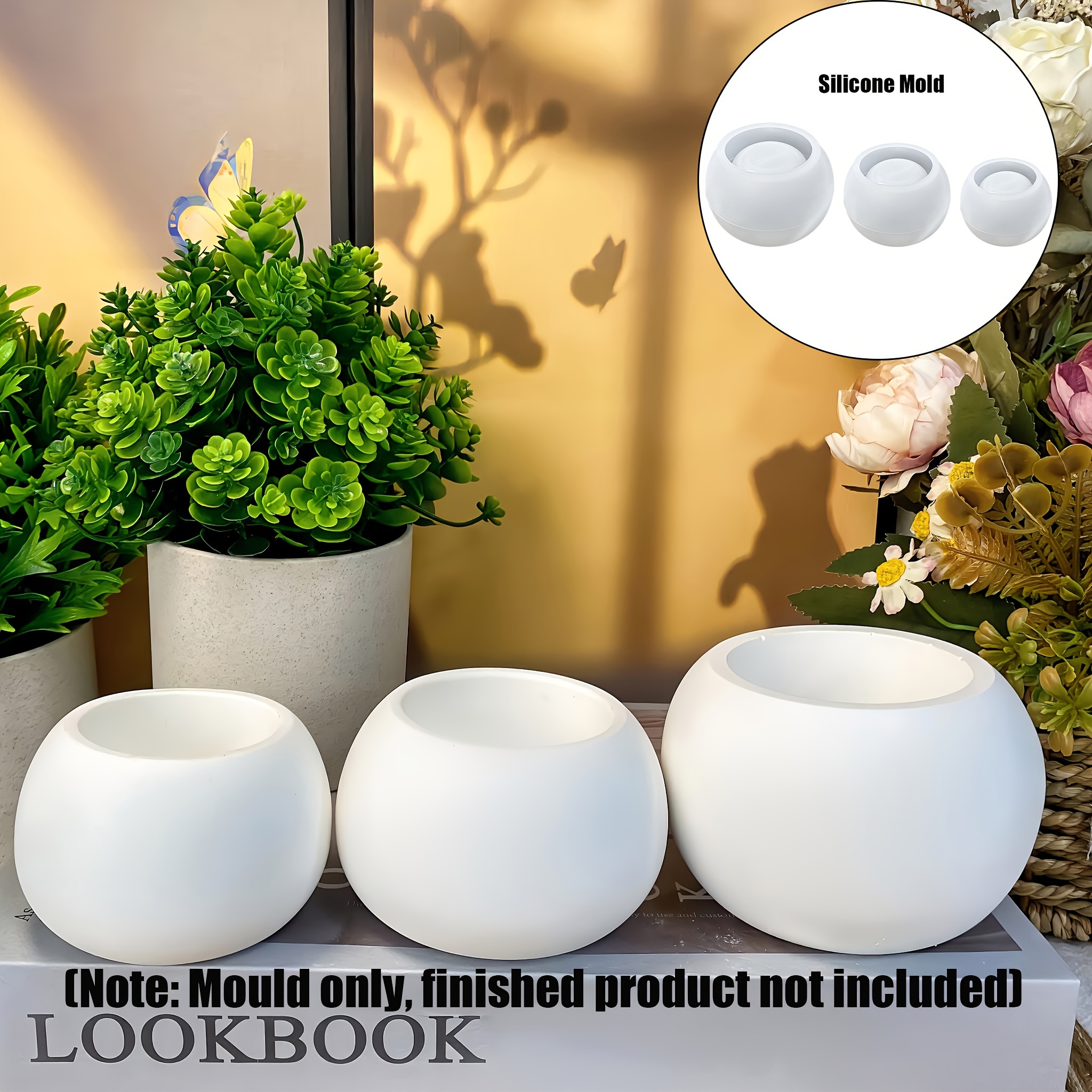3pcs-Round Flower Pot Silicone - Ceramic Candle Vessel ulasan dan harga