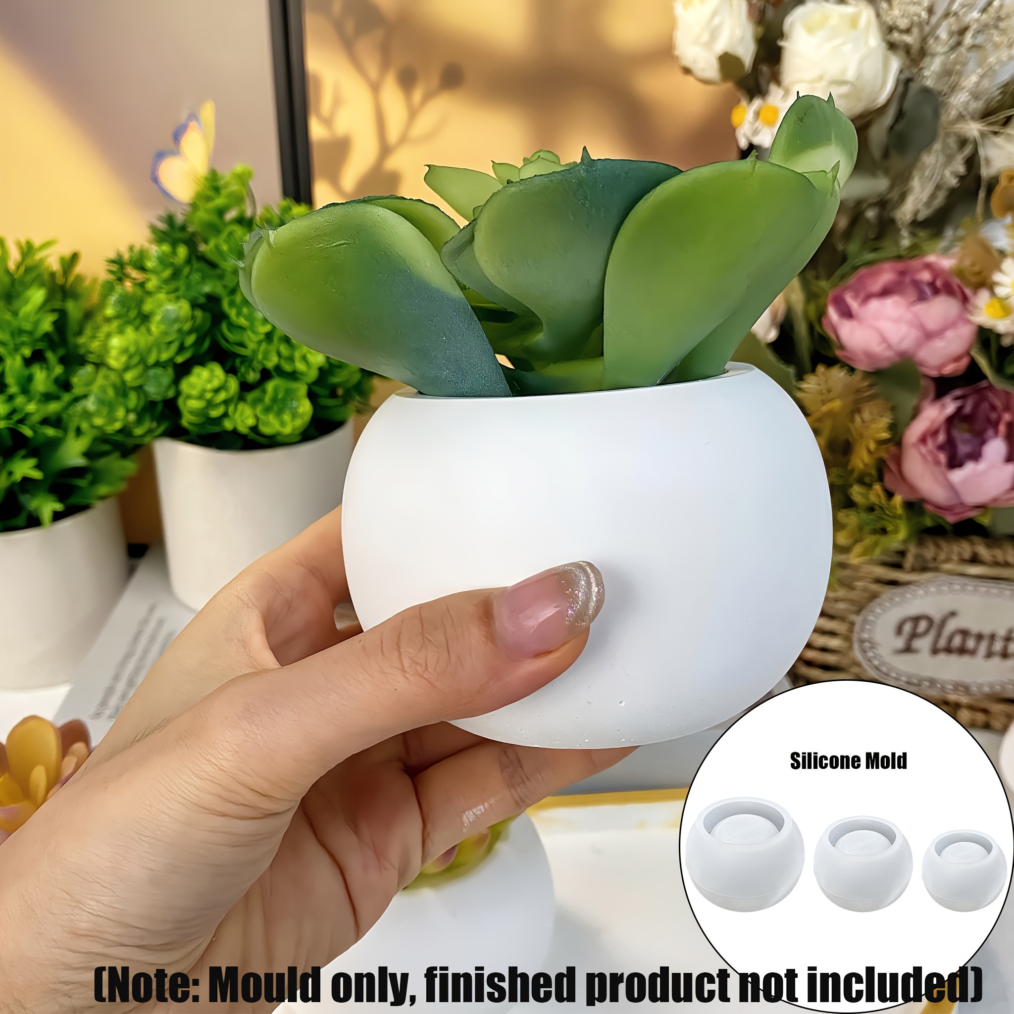 3pcs-Round Flower Pot Silicone - Ceramic Candle Vessel ulasan dan harga