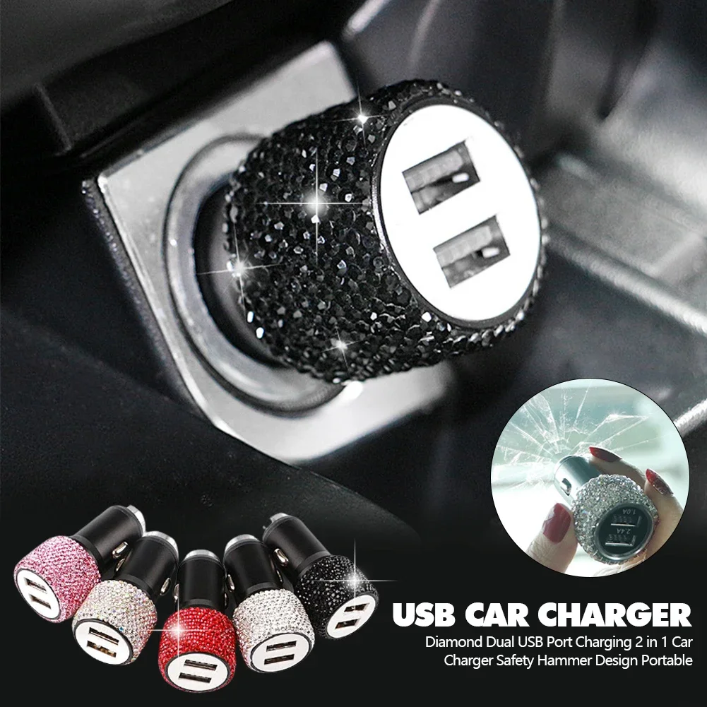 Bling USB Car Charger 5V 2.1A  - Interior Design Texture ulasan dan harga